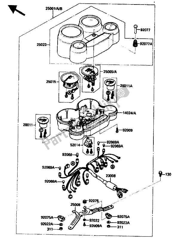 All parts for the Meter of the Kawasaki ZX 10 1000 1989