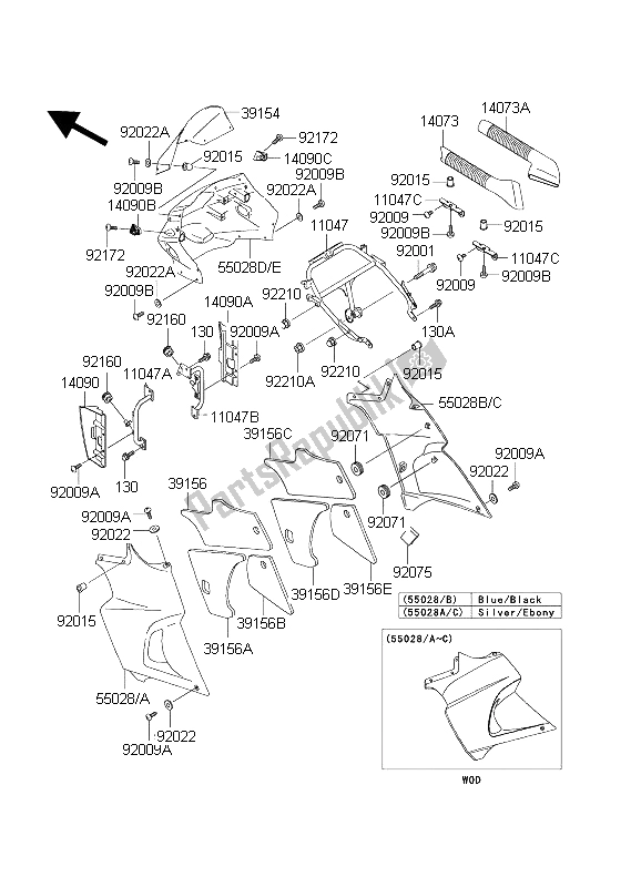 Todas as partes de Capota do Kawasaki KLE 500 2003