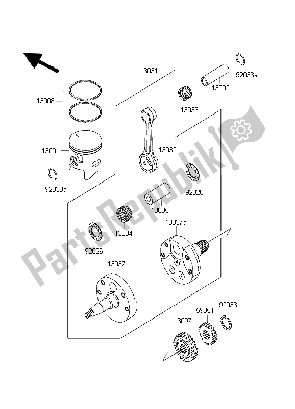 Tutte le parti per il Albero Motore E Pistone del Kawasaki KX 250 1999