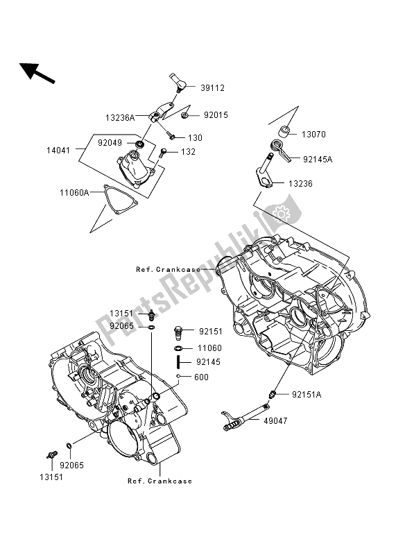 All parts for the Gear Change Mechanism of the Kawasaki KVF 360 4X4 2008