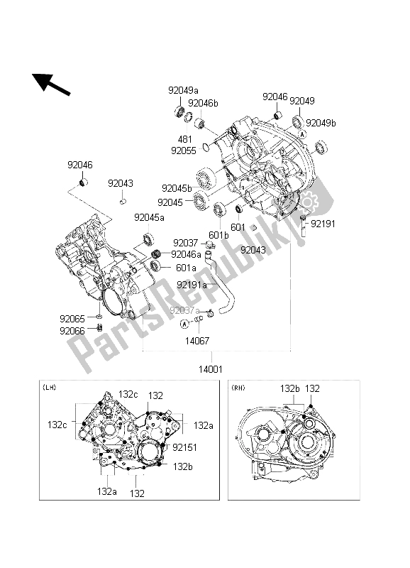 Todas as partes de Bloco Do Motor do Kawasaki KVF 650 2002