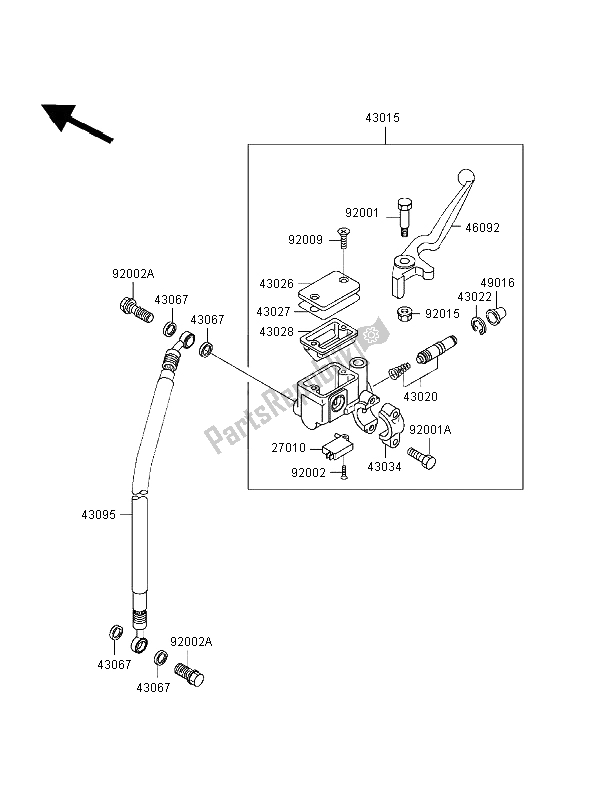 Alle onderdelen voor de Voorste Hoofdcilinder van de Kawasaki Eliminator 125 1998