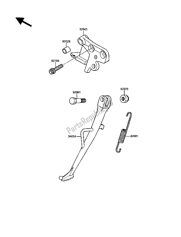 All parts for the Stand of the Kawasaki KR 1 250 1990