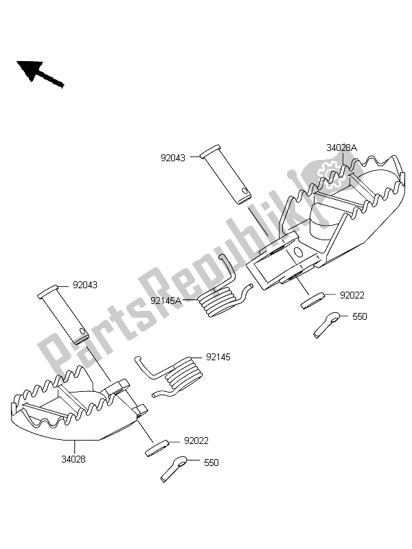 Alle onderdelen voor de Voetsteunen van de Kawasaki KX 85 SW LW 2011