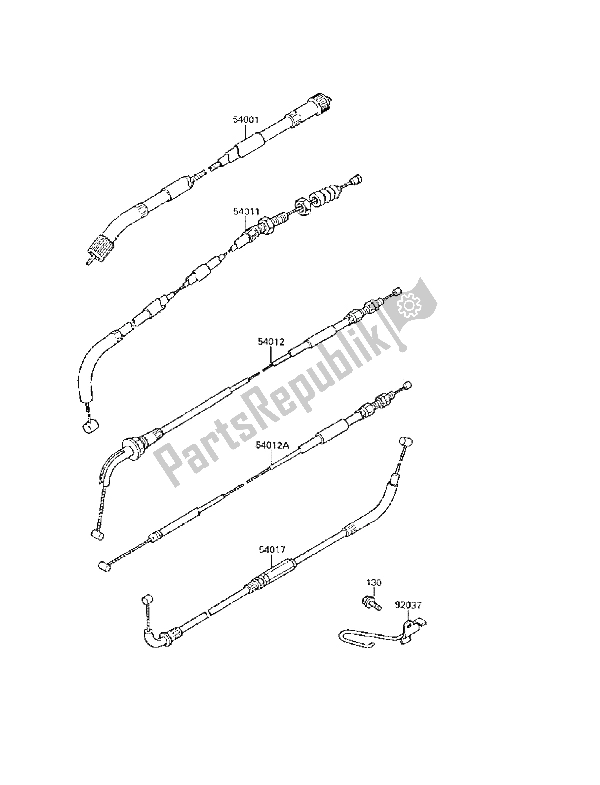 All parts for the Cables of the Kawasaki GPX 250R 1988