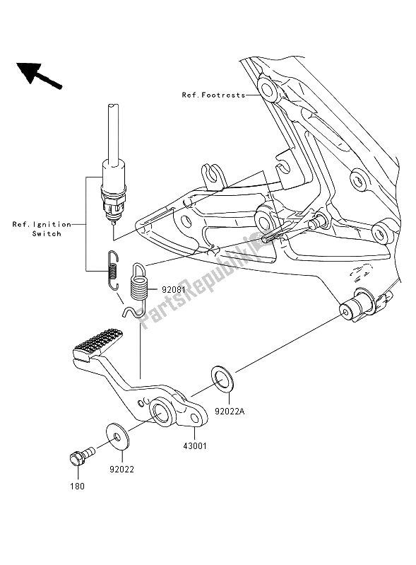 All parts for the Brake Pedal of the Kawasaki ER 6F 650 2006