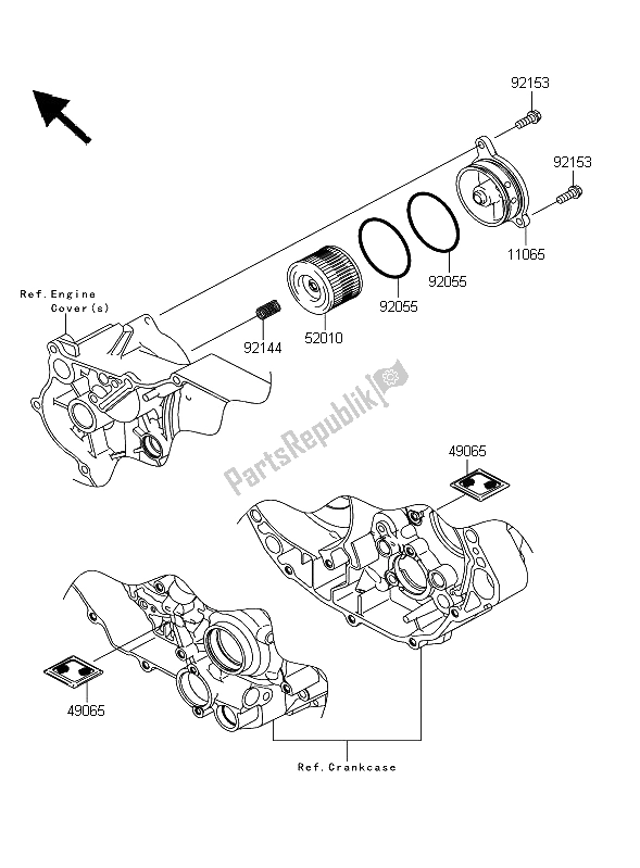 All parts for the Oil Filter of the Kawasaki KFX 450R 2011