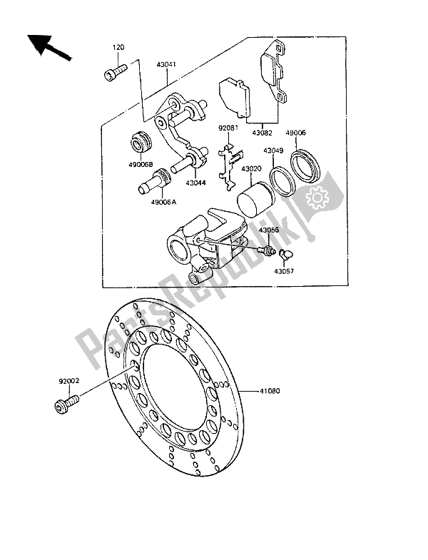 All parts for the Front Brake of the Kawasaki KMX 125 1987