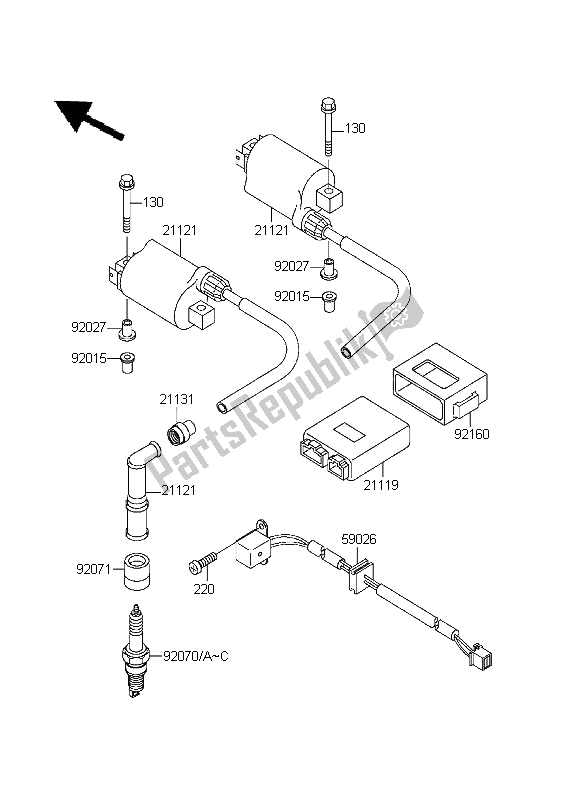 All parts for the Ignition System of the Kawasaki KLE 500 1995