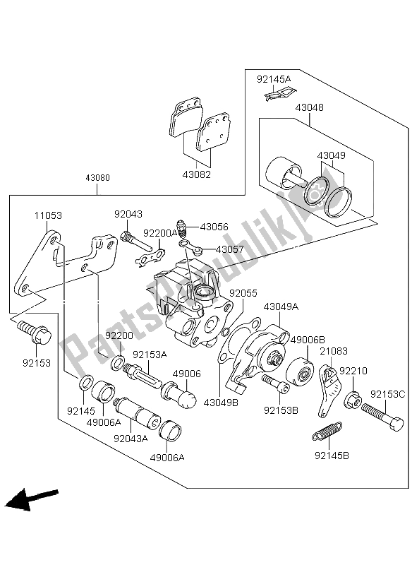 All parts for the Rear Brake of the Kawasaki KFX 400 2004