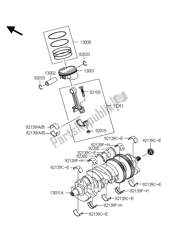 All parts for the Crankshaft & Piston of the Kawasaki 1400 GTR ABS 2011