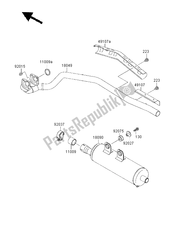 Tutte le parti per il Silenziatore del Kawasaki KVF 400 4X4 2000