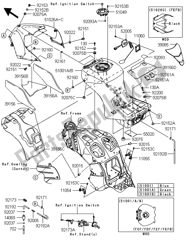 Toutes les pièces pour le Réservoir D'essence du Kawasaki ZZR 1400 ABS 2014