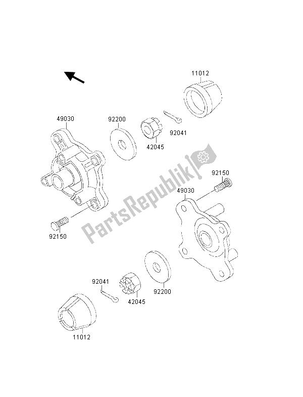 All parts for the Front Hub of the Kawasaki KLF 300 4X4 2001