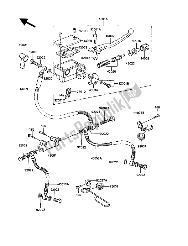 Toutes les pièces pour le Maître-cylindre Avant du Kawasaki GT 550 1988