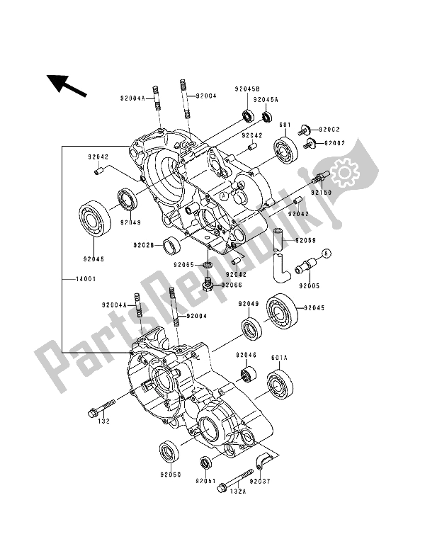 Tutte le parti per il Carter del Kawasaki KDX 200 1992