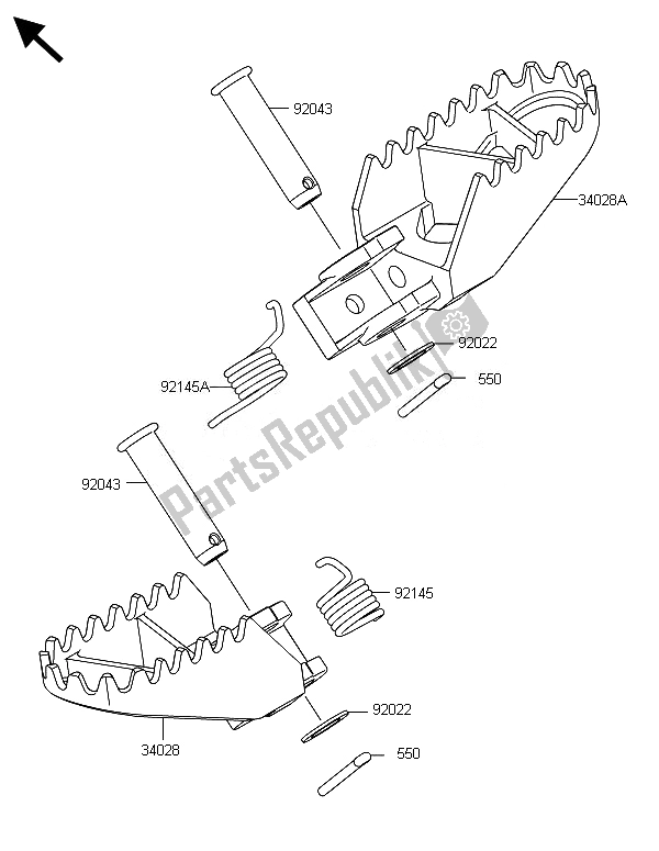 All parts for the Footrests of the Kawasaki KX 85 LW 2014