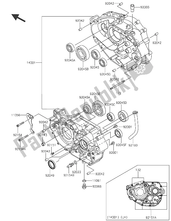 Todas las partes para Caja Del Cigüeñal de Kawasaki Z 250 SL ABS 2016