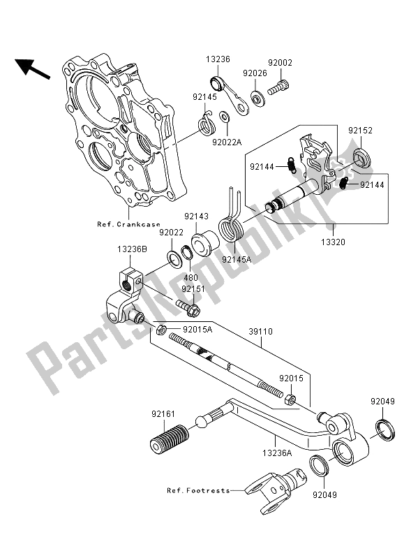 All parts for the Gear Change Mechanism of the Kawasaki Versys 650 2009