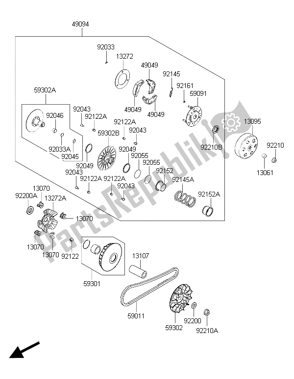 All parts for the Belt Converter of the Kawasaki J 300 ABS 2015