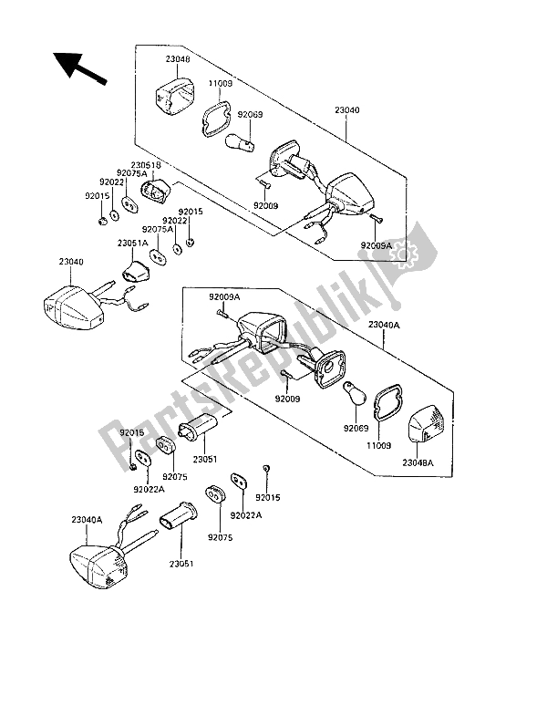 Tutte le parti per il Indicatori Di Direzione del Kawasaki GPZ 600R 1987