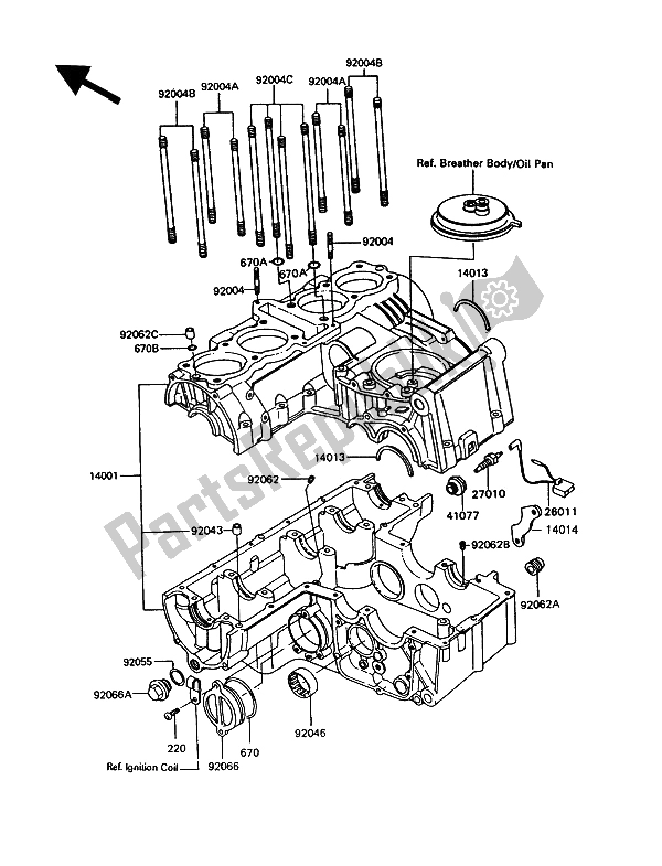 Todas as partes de Bloco Do Motor do Kawasaki GT 550 1991