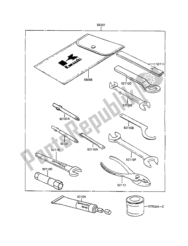 All parts for the Tool of the Kawasaki KLR 250 1992