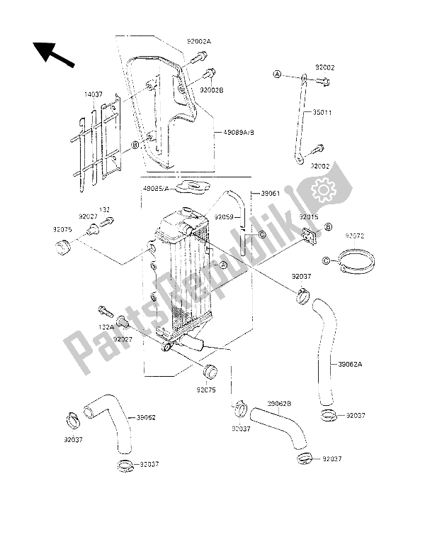 Tutte le parti per il Termosifone del Kawasaki KX 100 1989