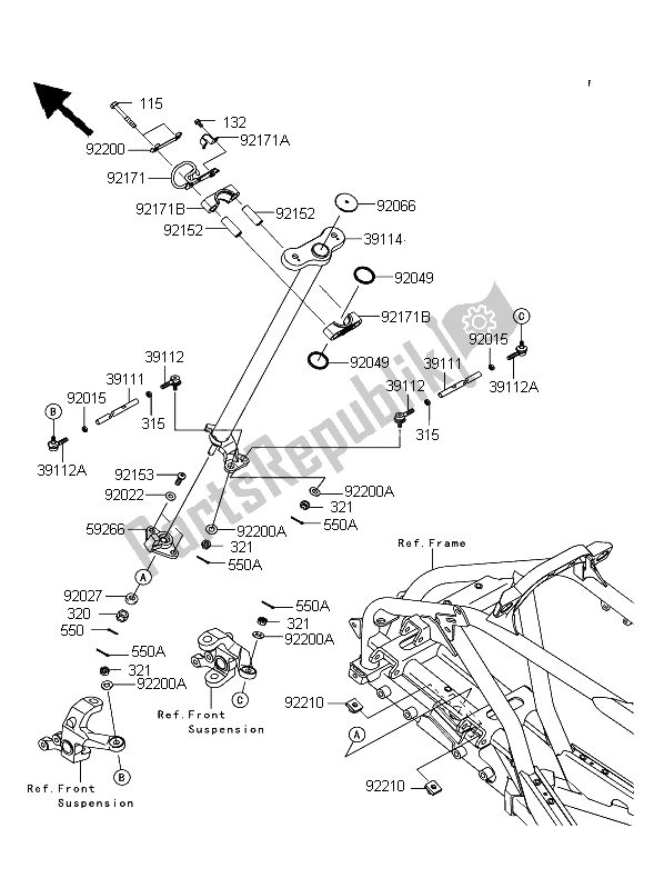 Alle onderdelen voor de Stuuras van de Kawasaki KFX 450R 2011