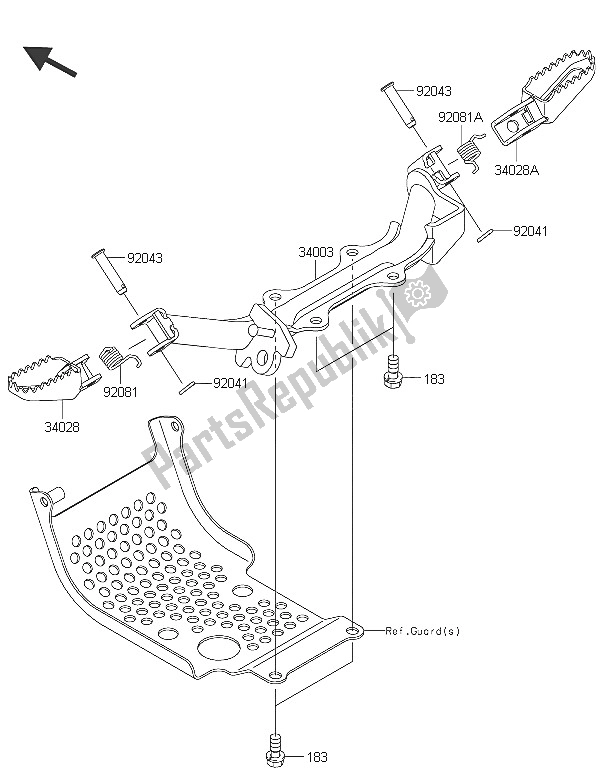 Tutte le parti per il Poggiapiedi del Kawasaki KLX 110 2016