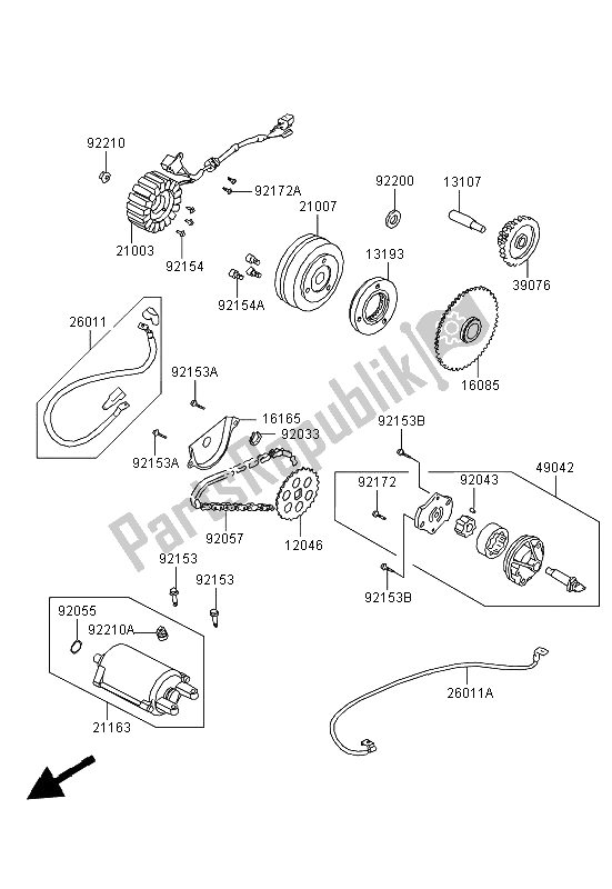 All parts for the Generator of the Kawasaki KVF 300 2012