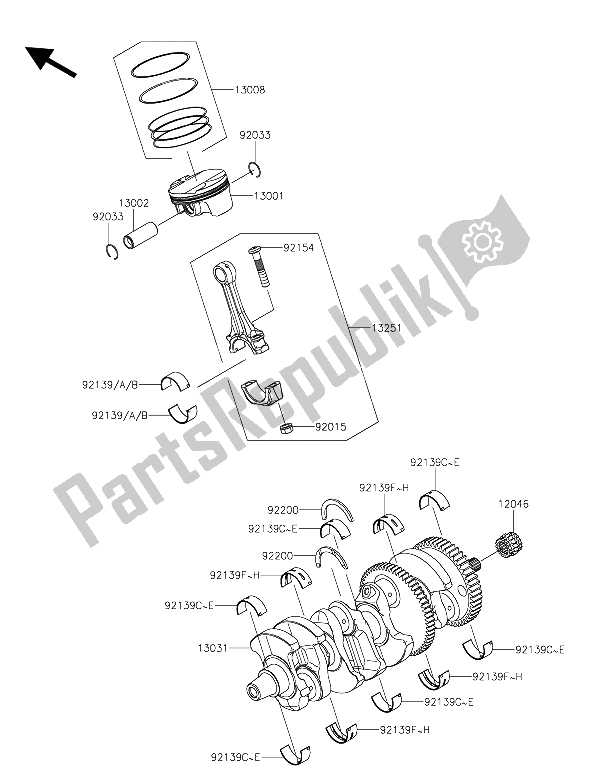 Tutte le parti per il Albero Motore E Pistone (i) del Kawasaki Ninja H2 1000 2015