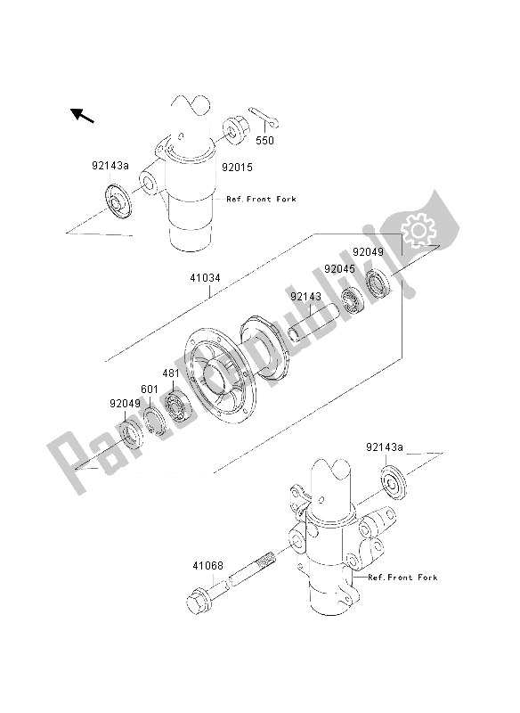 All parts for the Front Hub of the Kawasaki KX 85 LW 2002