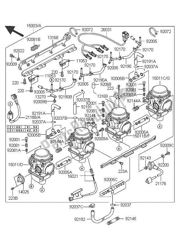 Tutte le parti per il Carburatore del Kawasaki ZRX 1200R 2005