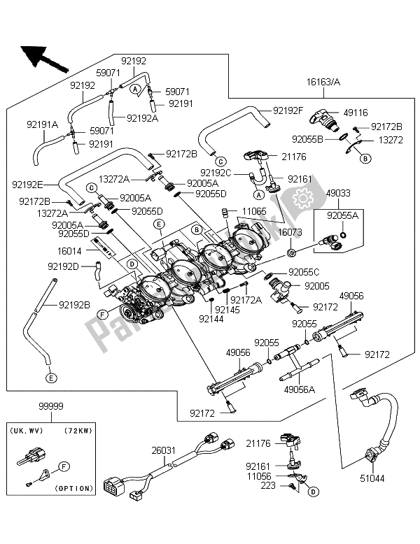 Tutte le parti per il Valvola A Farfalla del Kawasaki Ninja ZX 10R 1000 2012