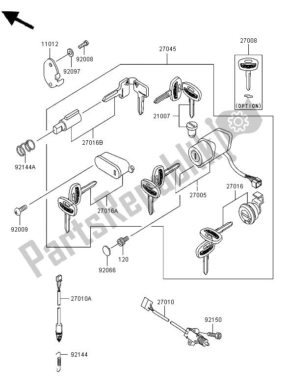 All parts for the Ignition Switch of the Kawasaki VN 800 Classic 2006