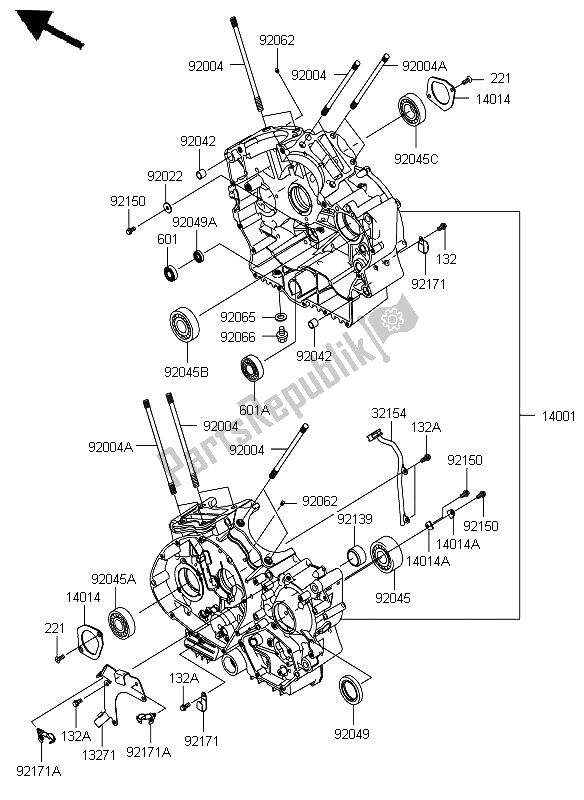 All parts for the Crankcase of the Kawasaki VN 900 Custom 2012