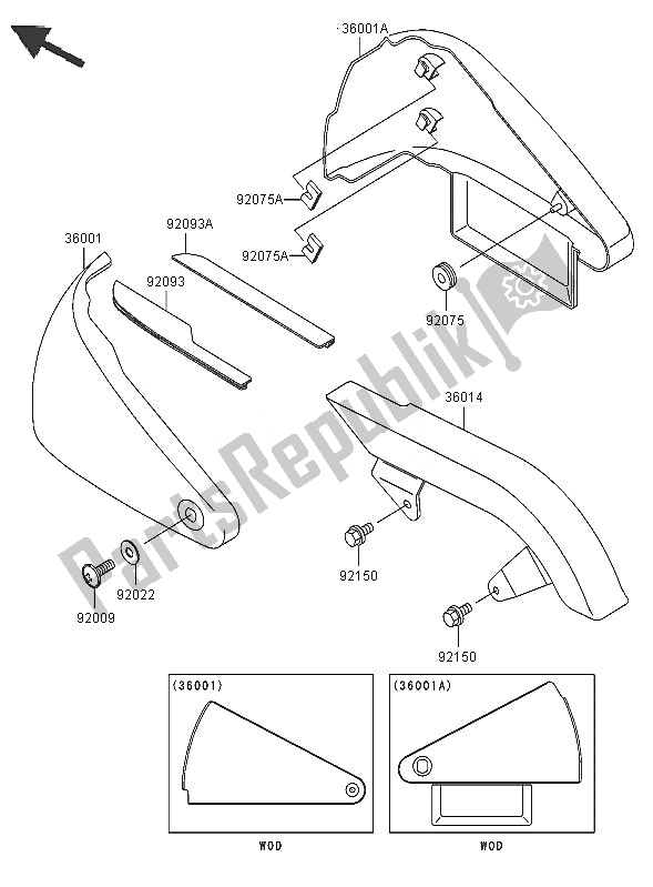 Tutte le parti per il Coperture Laterali E Copertura A Catena del Kawasaki VN 800 Classic 2005