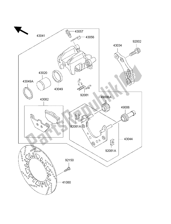 All parts for the Rear Brake of the Kawasaki 1000 GTR 1997