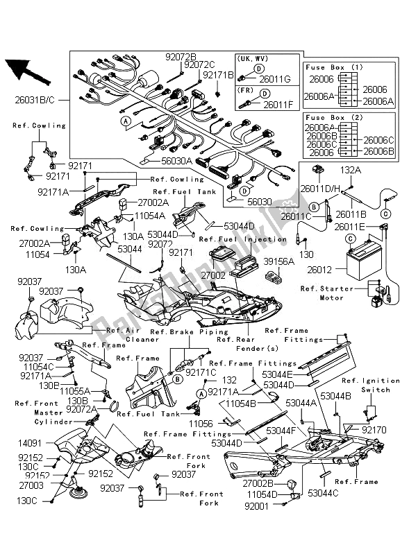 All parts for the Chassis Electrical Equipment of the Kawasaki ZZR 1400 ABS 2010