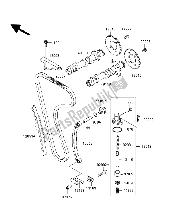 Tutte le parti per il Albero A Camme E Tenditore del Kawasaki EL 252 1997