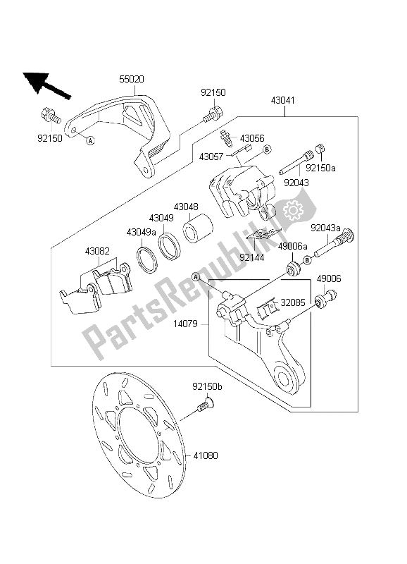 All parts for the Rear Brake of the Kawasaki KLX 300R 1999