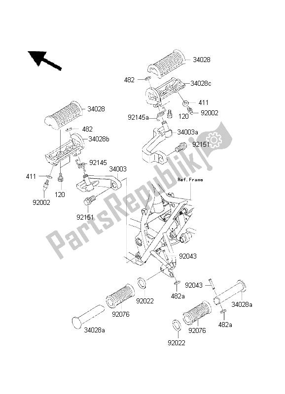 Todas as partes de Apoios Para Os Pés do Kawasaki W 650 2001