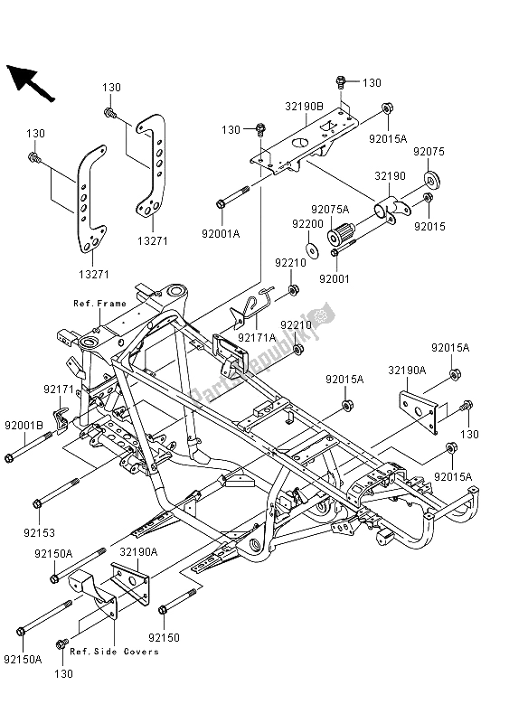All parts for the Engine Mount of the Kawasaki KVF 360 4X4 2013