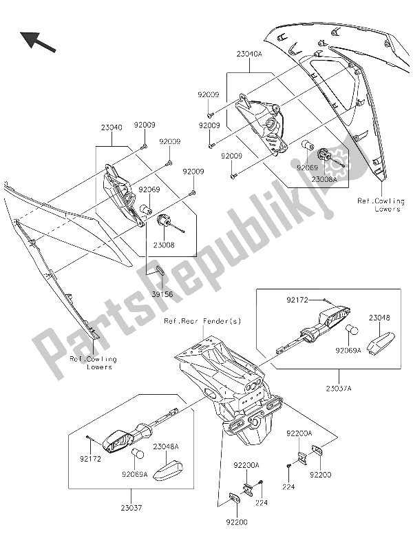 All parts for the Turn Signals of the Kawasaki Ninja 300 2016