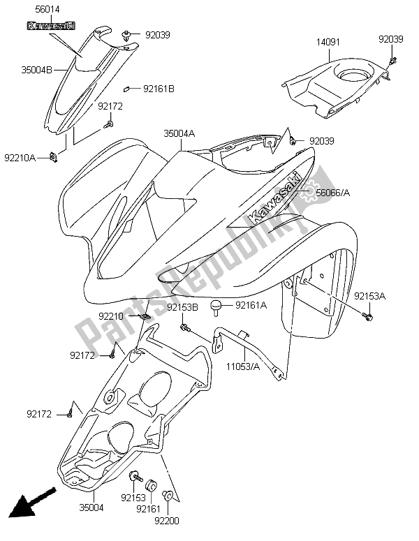 Tutte le parti per il Parafango Anteriore del Kawasaki KFX 400 2006