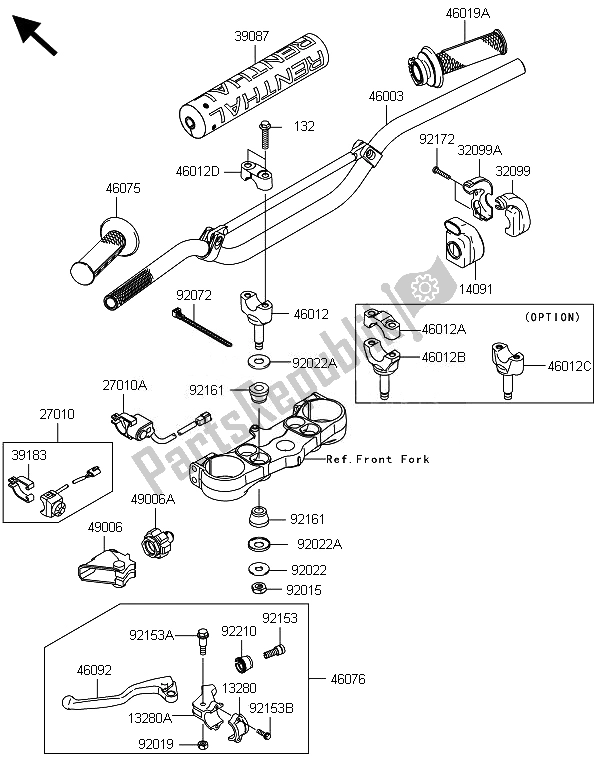 Tutte le parti per il Manubrio del Kawasaki KX 450F 2014