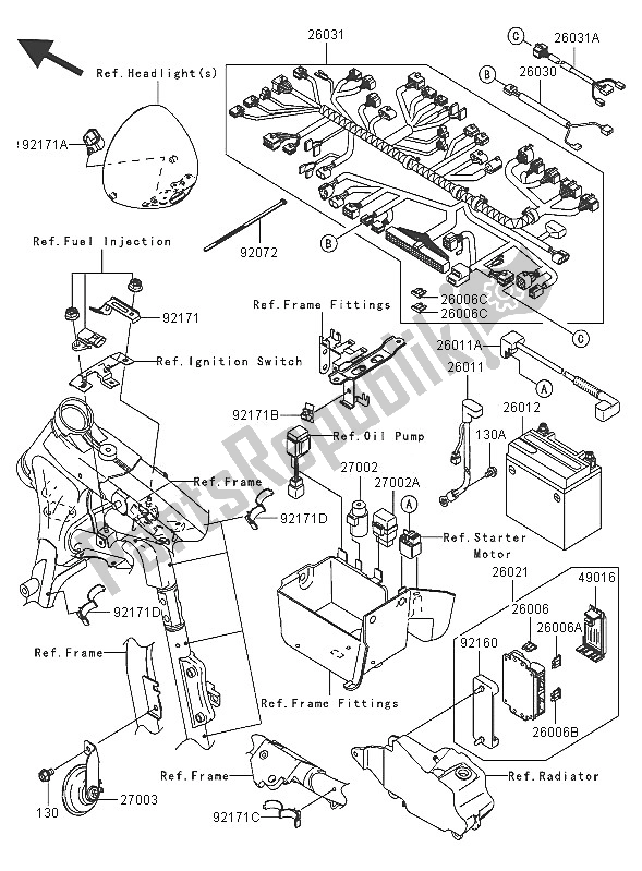 All parts for the Chassis Electrical Equipment of the Kawasaki VN 1600 Classic Tourer 2005