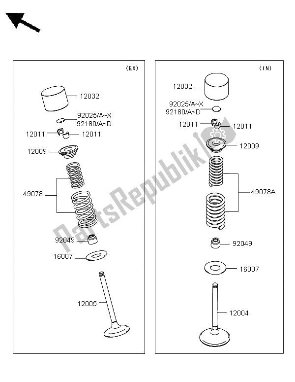 All parts for the Valve(s) of the Kawasaki KX 450F 2011