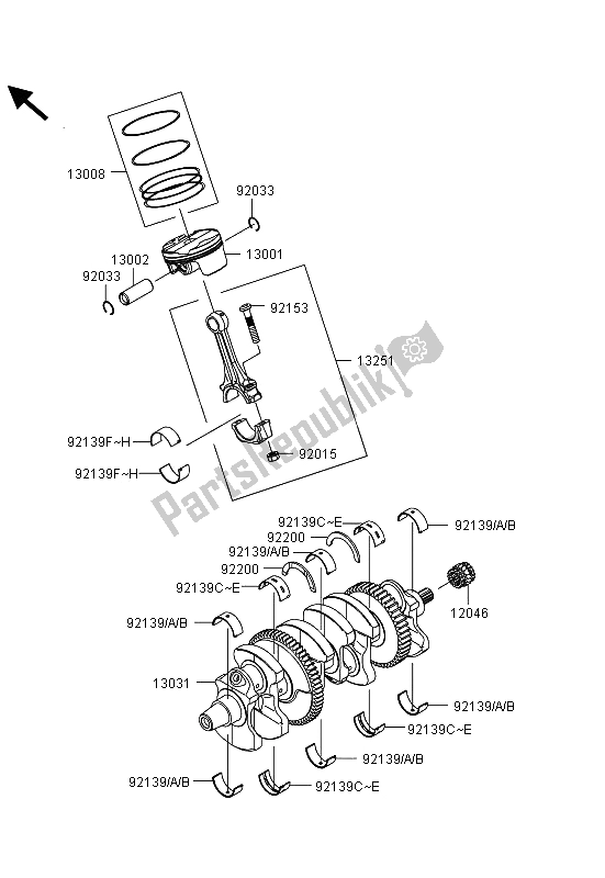 All parts for the Crankshaft & Piston(s) of the Kawasaki Ninja ZX 10R ABS 1000 2013